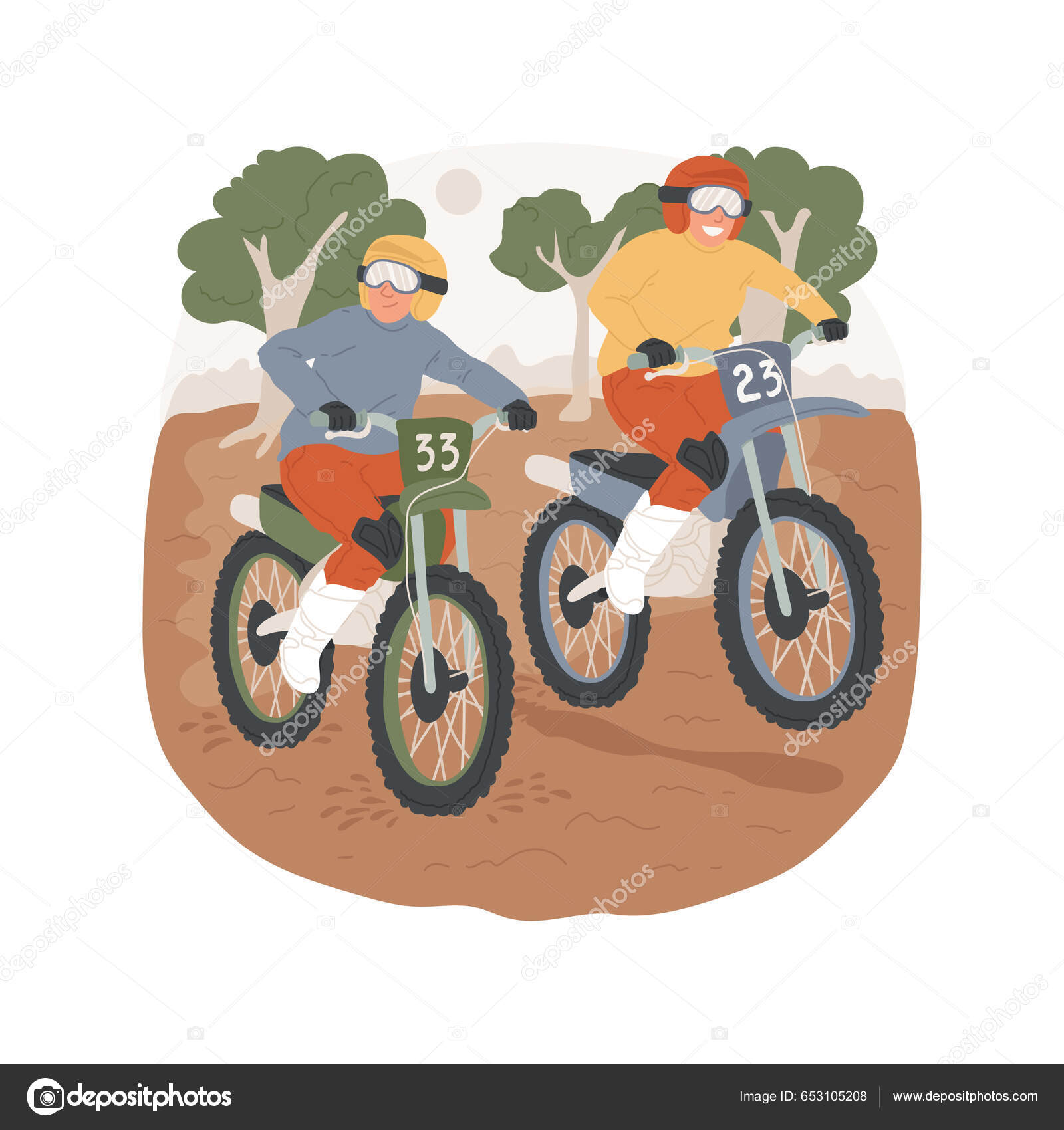 Motocross Isolado Desenho Animado Ilustração Vetorial Grupo Adolescentes  Ativos Felizes imagem vetorial de Vector-Juice© 653105208