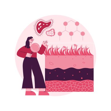 Toprak bilimi soyut konsept vektör çizimi. Toprak biyolojisi ve kimyası, çevre bilimi, doğal kaynak çalışması, doğurganlık özellikleri, arazi yönetimi, soyut pedoloji metaforu.