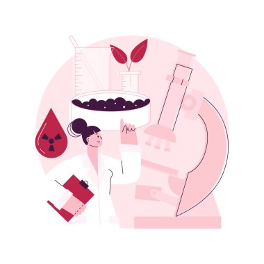 Toprak analizi soyut konsept vektör çizimi. Tarım analizi, toprak testi, laboratuvar hizmeti, organik bileşim, inşaat değerlendirmesi, kirlilik testi soyut metaforu.