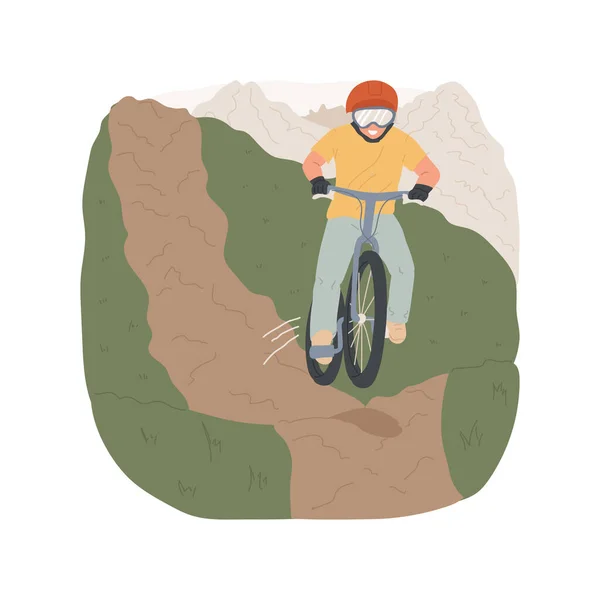 Bicicleta Montaña Cuesta Abajo Ilustración Vectorial Dibujos Animados Aislados Adolescente — Archivo Imágenes Vectoriales