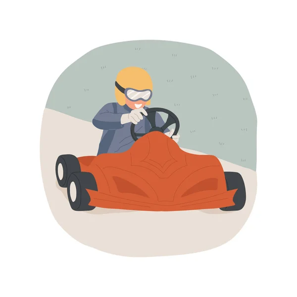 Karting Geïsoleerde Cartoon Vector Illustratie Tiener Speciale Apparatuur Racen Rails — Stockvector