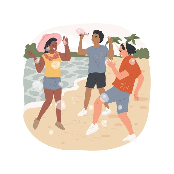 Beach Party Isolated Cartoon Vector Illustration Diverse Teens Dancing Having — Stock Vector