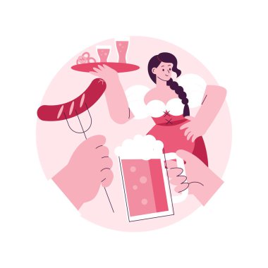 Bira festivali soyut konsept vektör çizimi. Sokak mayalama, bira ve müzik festivali, açık hava eğlencesi, zanaat içkisi, sokak partisi, sosyal etkinlik, soyut eğlence metaforu.