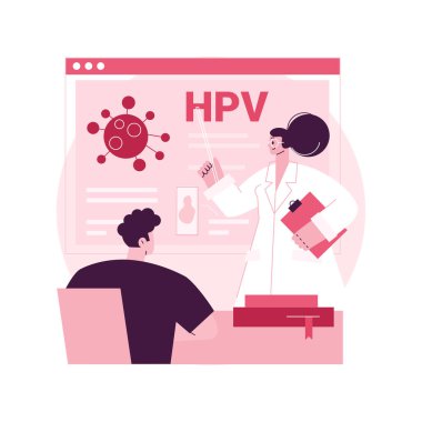 HPV eğitim programları soyut konsept vektör çizimi. HPV farkındalık programları, insan papillomavirus açıklamaları, sağlık eğitimi, çevrimiçi danışma, virüs bilgisi soyut metaforu.