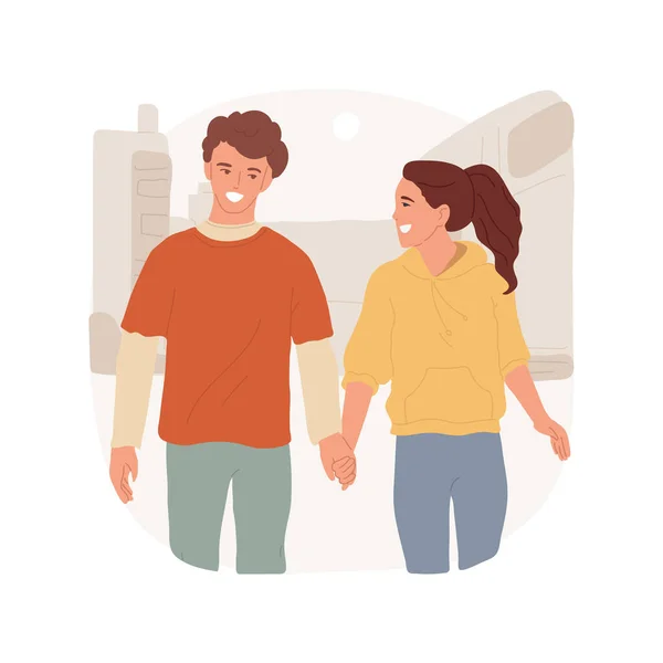 Marcher Main Dans Main Illustration Vectorielle Dessin Animé Isolé Couple — Image vectorielle