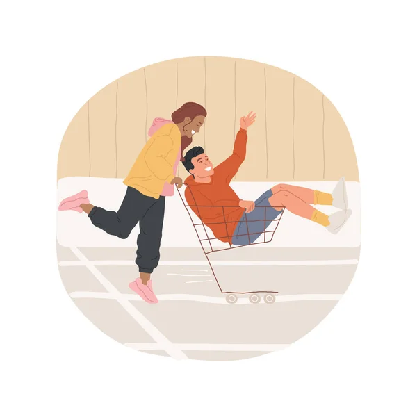 Parking Amusant Illustration Vectorielle Dessin Animé Isolé Amusant Couple Adolescents — Image vectorielle