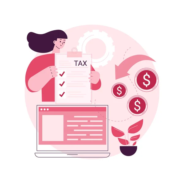 Filing Tax Return Software Abstract Concept Vector Illustration Rimborso Denaro — Vettoriale Stock