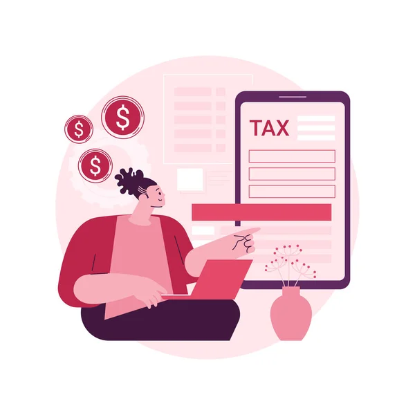 Mobiele App Tax Filing Software Abstract Concept Vector Illustratie Fiscale — Stockvector