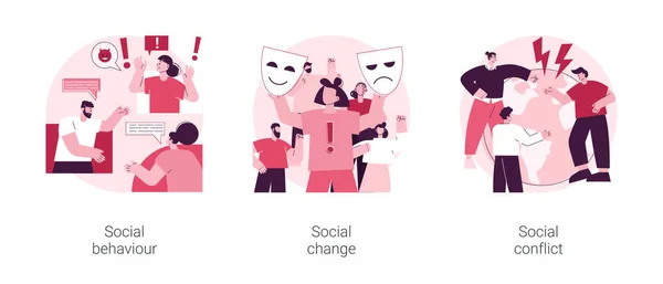 Κοινωνική Δραστηριότητα Αφηρημένη Έννοια Διάνυσμα Εικονογράφηση Σύνολο Κοινωνική Συμπεριφορά Δημόσια — Διανυσματικό Αρχείο