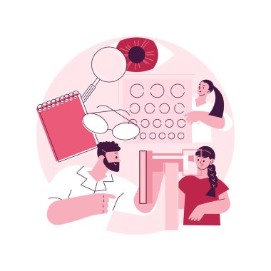 Vizyon taraması soyut konsept vektör çizimi. Görme testi hizmeti, gözlük reçetesi, göz rahatsızlığı teşhisi, keskinlik testi, okulda ilköğretim bakımı, pediatrik muayene soyut metaforu.