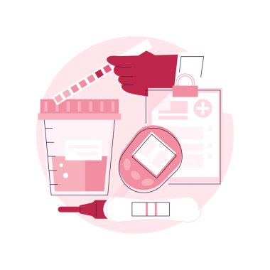 İdrar analizi soyut konsept vektör çizimi. Diyabet teşhisi, idrar tahlili sonucu, idrar tahlili, laboratuvar test servisi, sağlık sorunu tespiti, hamilelik testi soyut metaforu.