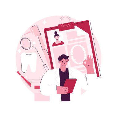 Özel diş hekimliği soyut konsept vektör çizimi. Özel diş hizmetleri, dişçilik kliniği, sağlık sigortası, diş sağlığı, acil diş hekimi, soyut bir metafor için randevu alın.