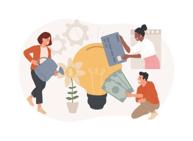 Toplu kaynak izole edilmiş konsept vektör çizimi. Kitle kaynakları projesi, alternatif finansman, internette para toplama, bağış toplama platformu, bağış toplama, iş girişimi konsepti.