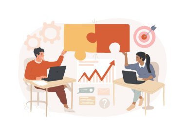 İzole edilmiş konsept vektör çizimi işi. Yarı zamanlı iş, iş paylaşımı, alternatif çalışma programı, iş birliği, görev paylaşımı, eşit sorumluluk vektörü kavramı.