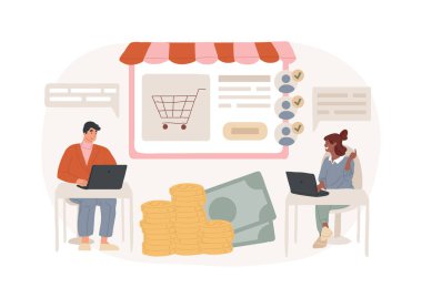 Sanal satış konsept vektör çizimi. Uzaktan satış yöntemi, satış takımı, çevrimiçi promosyon, asistan eğitimi, profesyonel tele pazarlama, sanal çağrı merkezi konsepti.