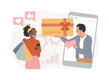 Etkileşimli reklam, izole edilmiş konsept vektör çizimi. Müşteri ilişkileri analizleri, etkili pazarlama hizmeti, etkileşimli medya iletişimi, çevrimiçi ürün tanıtım vektörü kavramı.