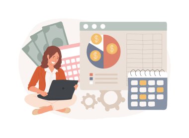 Bütçe planlama konsept vektör çizimi. Dengeli bütçe, para harcama planı, şirket bütçe yönetimi, finansmanı rayında tutmak, acil durum tasarrufu, harcamalar kontrol vektörü kavramı.