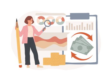 Nakit akışı ifadesi konsept vektör illüstrasyonunu izole etti. Nakit akışı yönetimi, finansal plan, şirket borç yükümlülükleri, işletim giderleri, bilanço, mali rapor vektör kavramı.