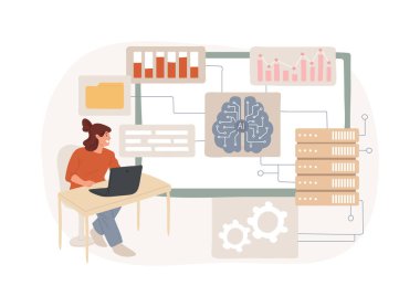 AI-optimize Veri Yönetimi Çözümleri soyut konsept vektör çizimi. Veri analizi. Veri depolama, geri alma ve yönetim sistemlerini optimize et. AI Teknoloji. soyut metafor.