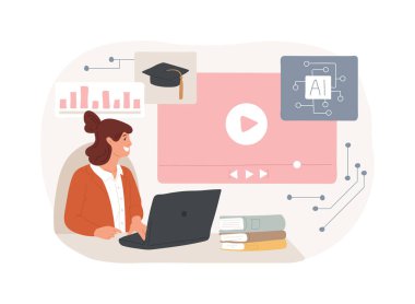 AI destekli Personel Eğitimi soyut konsept vektör illüstrasyonu. İnsan Kaynakları. Çalışan becerileri ve kariyer hedefleri için kişisel eğitim programları. AI Teknoloji. soyut metafor.