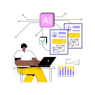 Analiz edilmiş Tedarikçi Performansı soyut konsept vektör çizimi. Tedarik zinciri yönetimi. Yapay zeka analizi kullanarak tedarikçi performansını değerlendir. AI Teknoloji. soyut metafor.