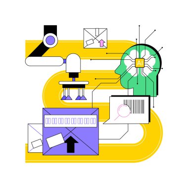 AI-Managed Robotics in Supply Chain abstract concept vector illustration. Supply Chain Management. AI-driven robotics order picking, packaging, and warehouse management. abstract metaphor. clipart