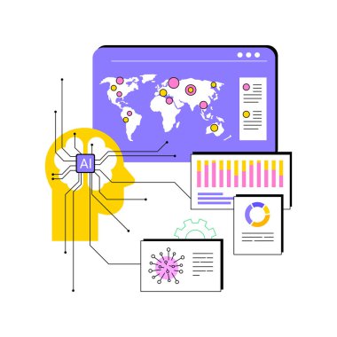 AI-Powered Predictive Disease Outbreak Analysis abstract concept vector illustration. Healthcare. Epidemics prediction, outbreak data analysis and patterns. AI Technology. abstract metaphor. clipart