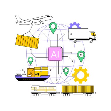 AI-Optimized Supply Chain Management abstract concept vector illustration. Transportation and Logistics. AI-driven demand forecasting and inventory management. AI Technology. abstract metaphor. clipart