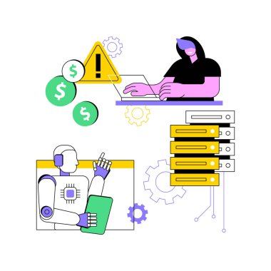 AI-Powered Fraud Detection abstract concept vector illustration. Finance and Accounting. Detect fraudulent financial activities and transactions using AI Technology. abstract metaphor. clipart