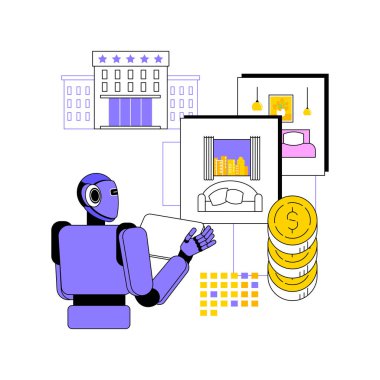 AI-Powered Dynamic Pricing abstract concept vector illustration. Hospitality. Optimize room pricing based on demand and competitor rates with AI-driven algorithms. abstract metaphor. clipart