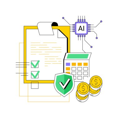 AI-Streamlined Claims Processing abstract concept vector illustration. Insurance. Claims handling automation, damage assessment and process payments with AI Technology. abstract metaphor. clipart