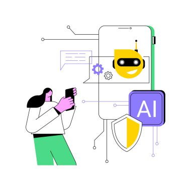 AI-Destekli Müşteri Desteği soyut konsept vektör çizimi. Sigortacılık. Yapay zeka sohbet robotları ve sanal asistanlarla etkili müşteri desteği. AI Teknoloji. soyut metafor.