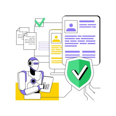 AI-Driven Politika Önerileri soyut konsept vektör çizimi. Sigortacılık. Müşterilere ihtiyaçları ve verilerine göre sigorta poliçeleri önerin. AI Teknoloji. soyut metafor.