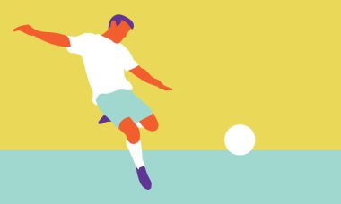 Futbolcu arka planda izole edilmiş. Düz vektör illüstrasyonu.
