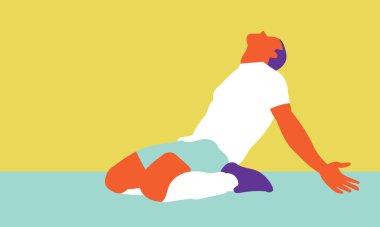 Futbolcu arka planda izole edilmiş. Düz vektör illüstrasyonu.