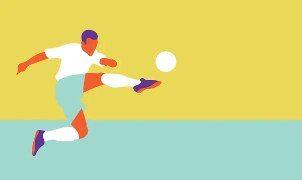 サッカー選手は孤立した背景で行動している 平面ベクトル図 — ストックベクタ