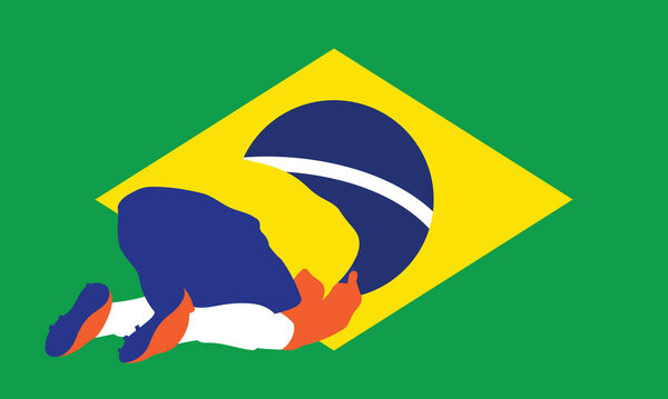 Football soccer player in action isolated background. Flat vector illustration.