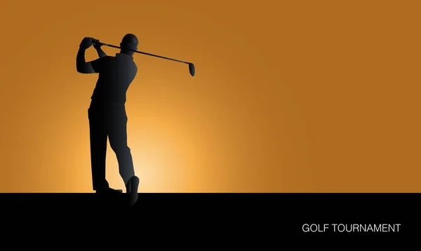 高尔夫比赛海报 高尔夫球比赛或锦标赛的模板 日落背景 — 图库照片
