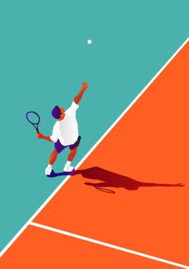 Tenis maçında servis yapan adam.