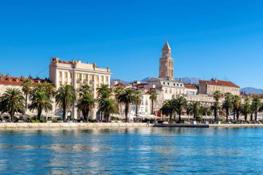 Beautiful view of the embankment in the old town of Split, Dalmatia, Croatia clipart
