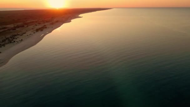 Drone Flight Sea Shore Island Black Sea Sunrise Outdoor Adventure — Stock Video