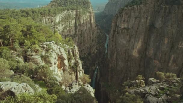 Panoramautsikt Över Vackra Djupa Och Enorma Fantastiska Tazi Canyon Turkiet — Stockvideo