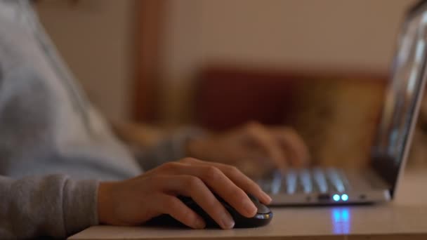 Jovem Mulher Focada Trabalhando Casa Escritório Com Laptop Freelancer Trabalho — Vídeo de Stock