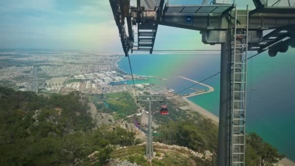 View Cable Car Antalya Turkey Cable Car Cabins Antalya Cityscape — Stock Video