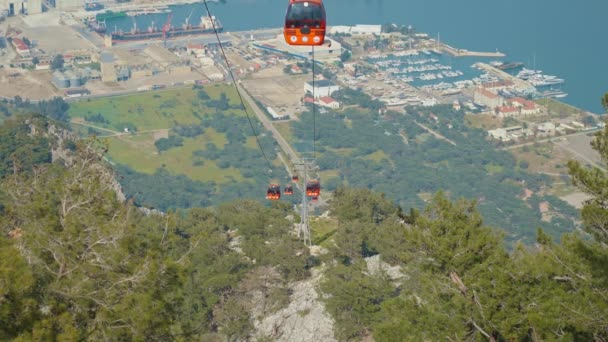 Кабельний Автомобіль Анталії Туреччина Кабельні Автосалони Antalya Cityscape Коньялті Пляж — стокове відео