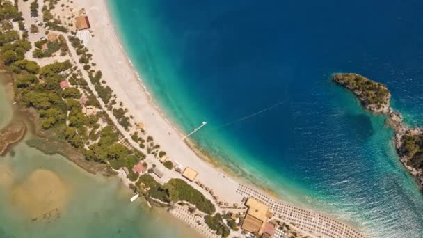 Incrível Vista Aérea Península Oludeniz Fethiye Lagoa Azul Voo Drone — Vídeo de Stock