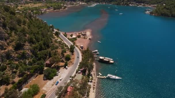 Luftbild Der Bucht Von Antalya Vom Höhepunkt Des Drohnenflugs Einem — Stockvideo