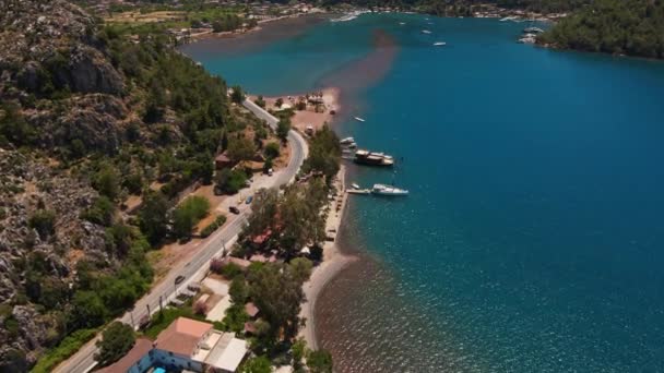 Türkiye Güneşli Bir Günde Nın Yüksek Noktasından Antalya Daki Körfezin — Stok video