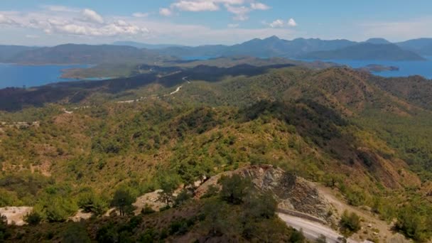 Drohnenaufnahmen Der Wunderschönen Landschaft Der Halbinsel Marmaris Berge Und Hügel — Stockvideo