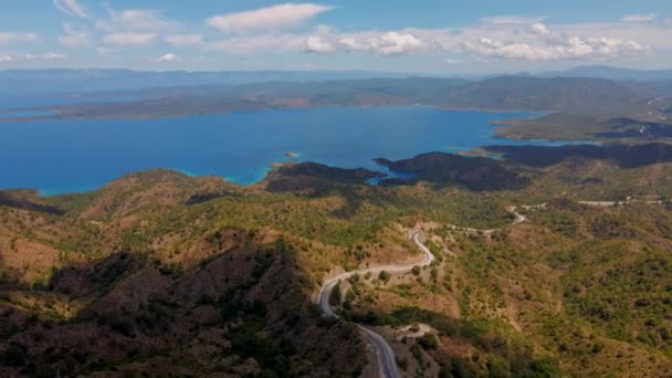 Aerial Drone Footage Beautiful Scenic Landscape Marmaris Peninsula Mountains Hills — Stock Video